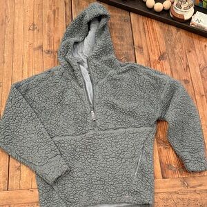 Prana Green/Gray Zip-Up Sherpa Hoodie